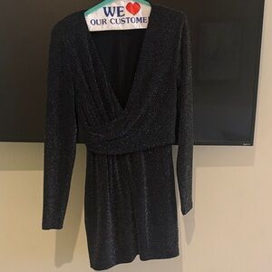 Ramy Brook Black Sparkle Long Sleeve Dress